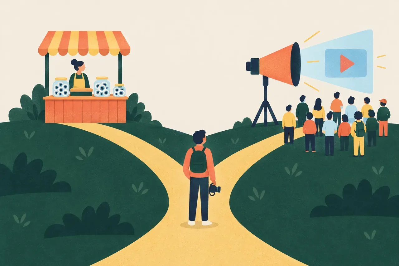 Creator choosing between bought views and YouTube Promote when growing a channel